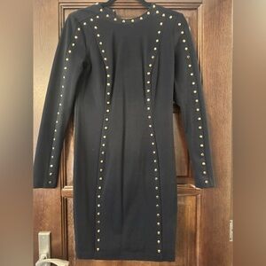 MICHAEL Michael Kors Black Studded Long Sleeve Mini Dress